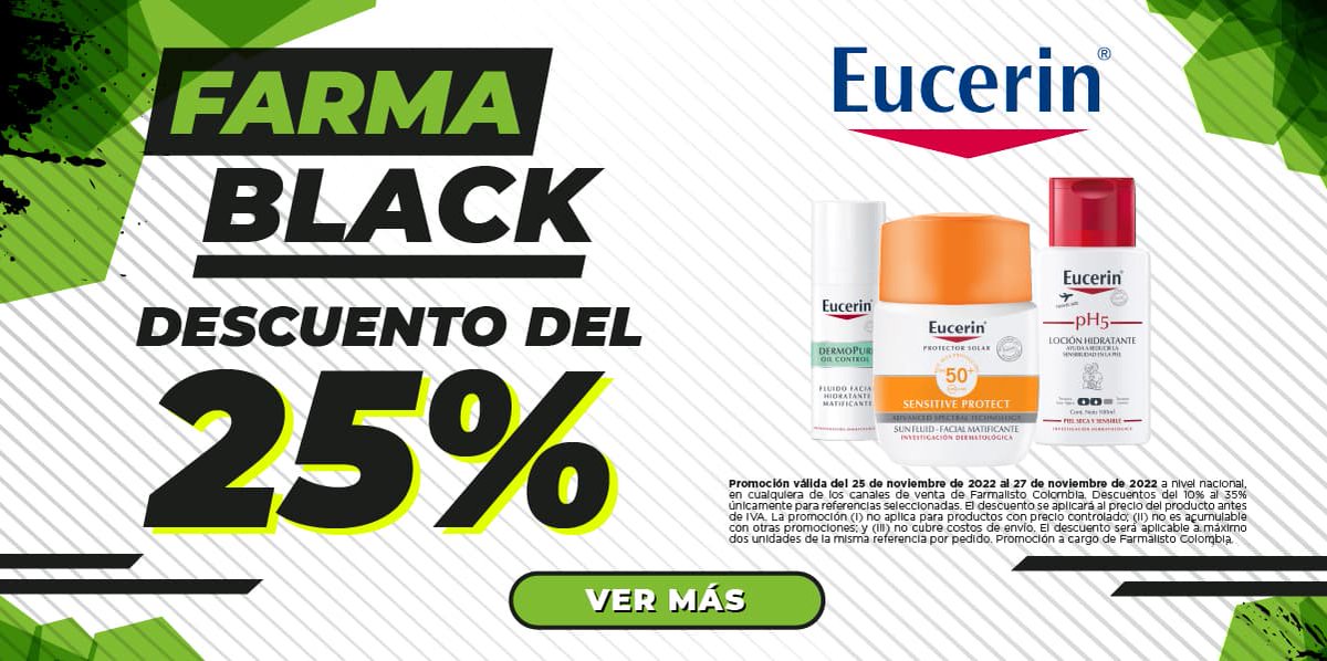 Tus productos favoritos de #Eucerin a precios inmejorables en Farma Black

Pide ahora 😏
farmalisto.com.co/4021-fb-euceri…

¡Válido solo del 24 al 28 Nov/2022! Aplican T&amp;C

#Farmalisto #Eucerin #EucerinColombia #FarmaBlack #BlackFriday #Promociones #blackfridays #EnFarmalistoLoTienesTodo