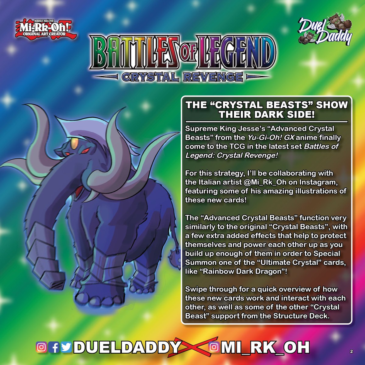 1/3) For my next strategy, I collaborated with artist Mi_Rk_Oh on Instagram  on a strategy featuring the new "Advanced Crystal Beasts" from BLCR,  incorporating some of his amazing illustrations! #yugioh #yugiohtcg