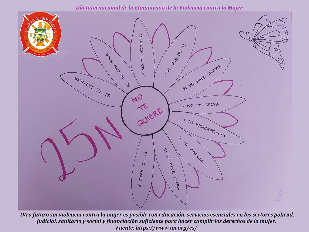 bomberoslosbanc's tweet photo. En conmemoración por el Día Internacional para la Eliminación de la Violencia contra la Mujer, fecha que llama a la reflexión a todos los actores de la sociedad, para poner fin a la vulneración de derechos de las mujeres. 
#DiaInternacionalDeLaNoViolencia https://t.co/IaeGzIduwU