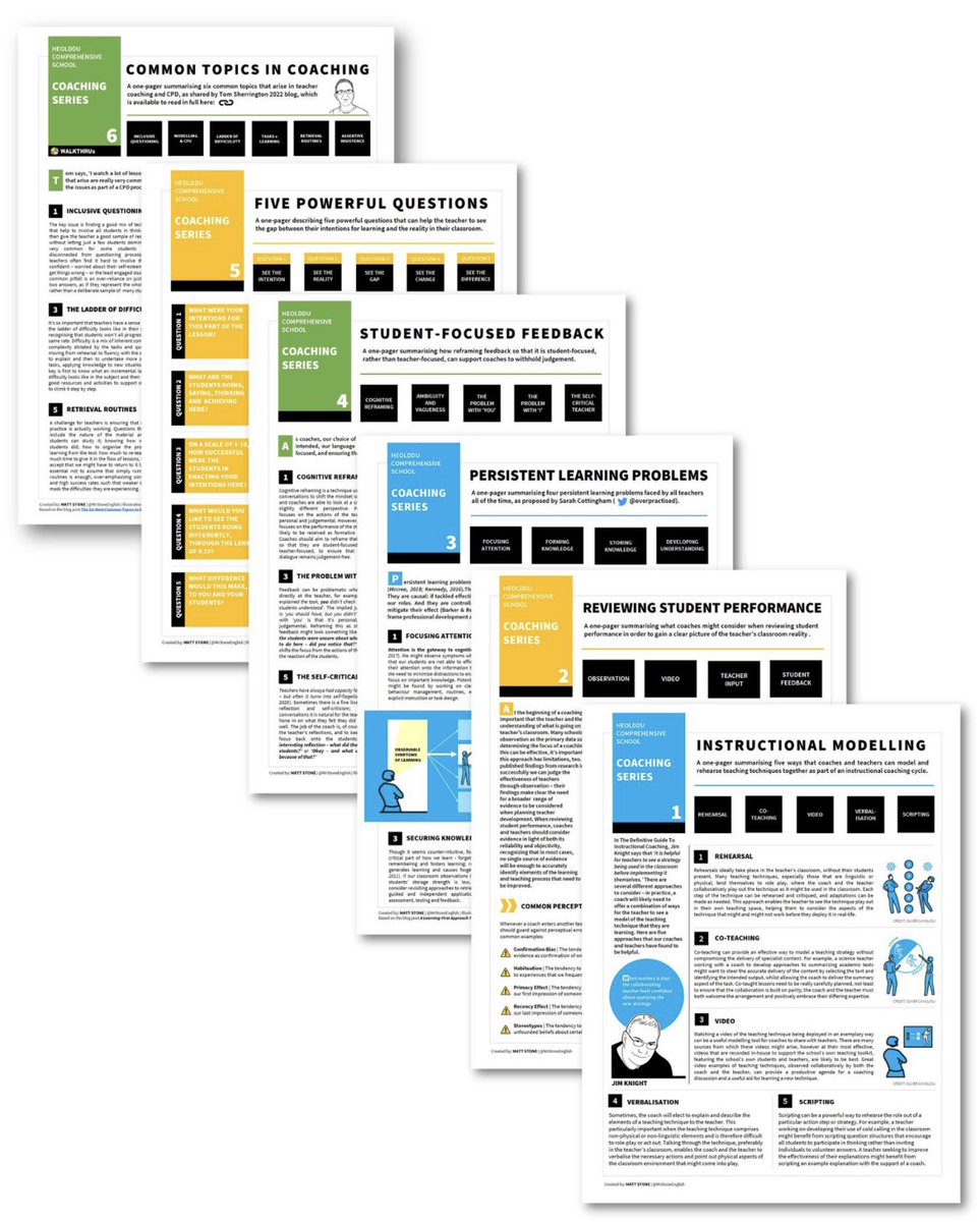 MattTeachCoach's tweet photo. My collection of one-page coaching summaries is growing, and will soon be available as a free download for @WALKTHRUs_5 members via the Google Site. Watch this space!

🟨🟦🟩

@HeoldduLearning https://t.co/7z0PY3nsq5