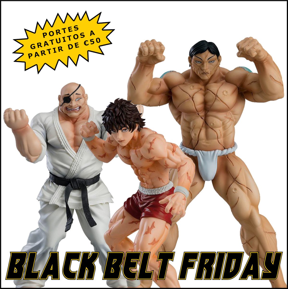 CrossoversPT's tweet photo. A Black Belt Friday com os lutadores mais fortes do mundo só encontras em https://t.co/gXM66NhTTF 

#Crossoverspt #Anime #baki #grapplerbaki #bakihanma #doppoorochi #hanayama #hanayamakaoru #Manga #blackbeltfriday #martialarts #fight #yujirohanma #goodsmilecompany #keisukeitagaki https://t.co/ZSkC1IuLSF