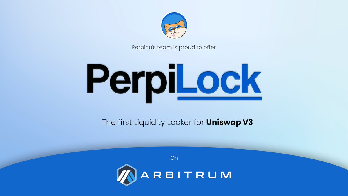Cryptoalpharian's tweet photo. $Perpi locker is live now

@PerpInu welcomes all teams using UniV3 to lock their liquidity with #Perpilock

https://t.co/x5tccsrRea

#Arbitrum #PerpInu #Perpi #PerpiLock https://t.co/4GQMyyMz7n