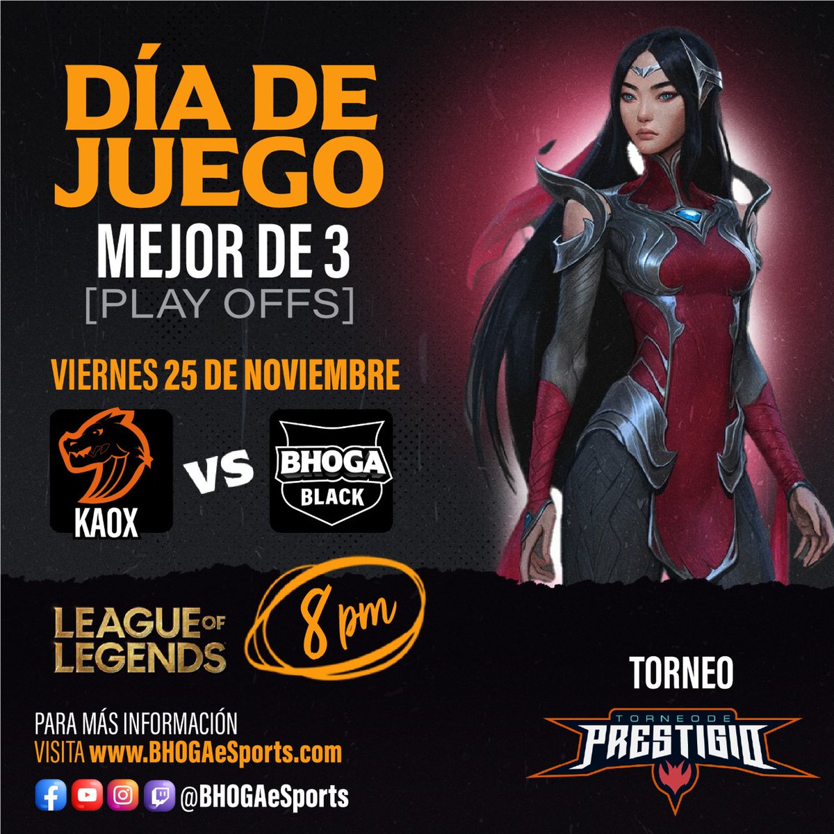 BHOGAeSports's tweet photo. PLAYOFFS | KXE vs BGAB | @chamakesports 🏆
Nuestra escuadra está lista para enfrentar a @kaoxesports en un Mejor de 3 y avanzar a la siguiente fase del Torneo de Prestigio 💪🏻
#GoBHOGA #GoBGA #esports #gaming https://t.co/Q7tsLvOrEs