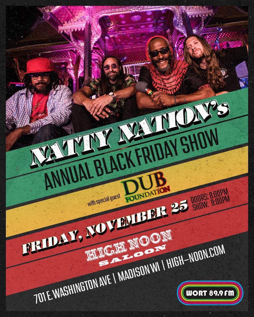 NattyNation's tweet photo. Natty Reggae tonight at @HighNoonMadison at 9pm
W/ @dub_foundation https://t.co/uwYKv3jND8