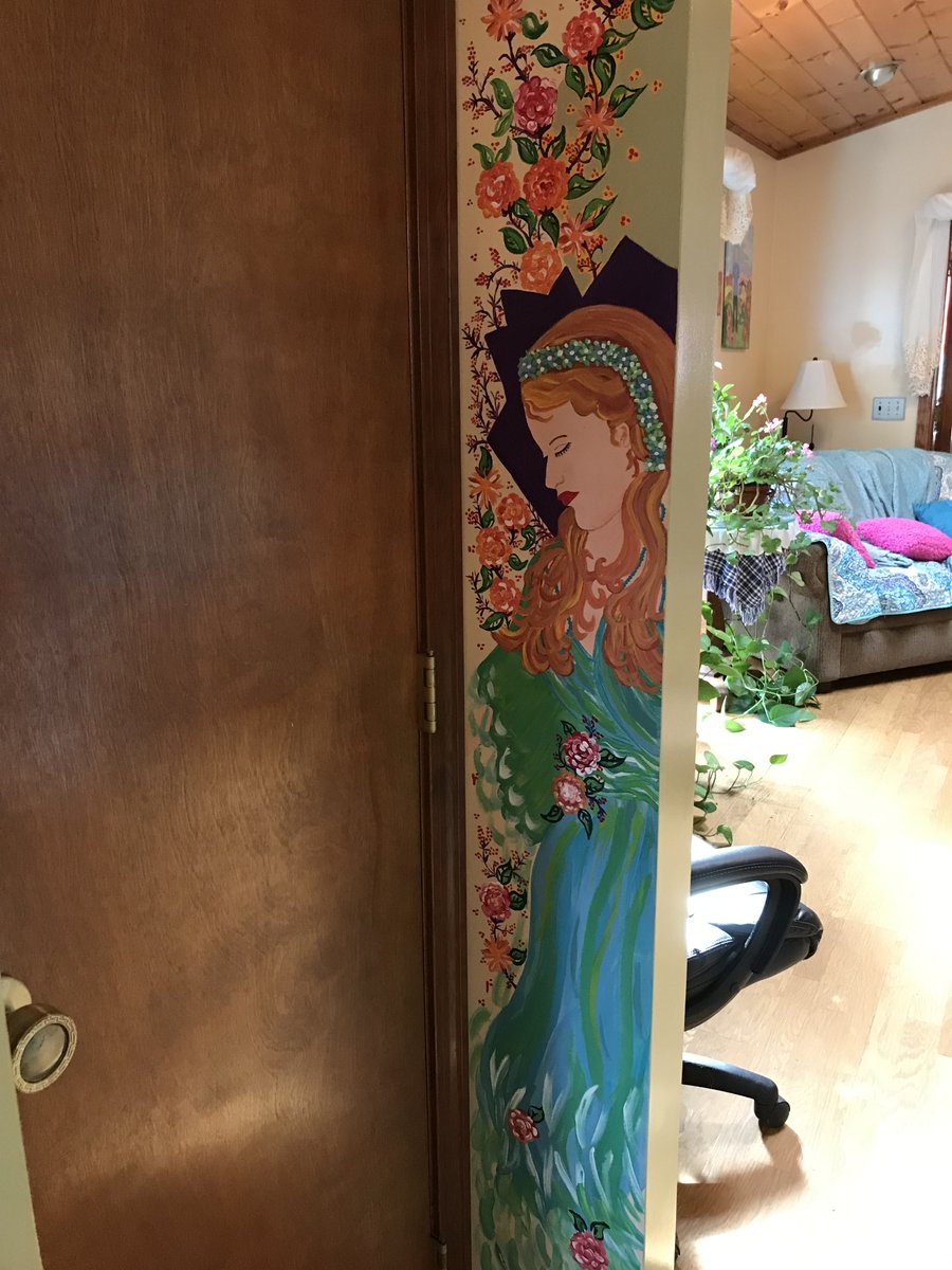 painterattic's tweet photo. I have been creating from a young age. I would make paper dolls and their clothes. I love using vibrant colors and an intuitive spirit. My imagination doesn't just stay on the page, it spills out onto my walls and more. #maineartist #intuitiveartist https://t.co/WWQqMZ0nE2