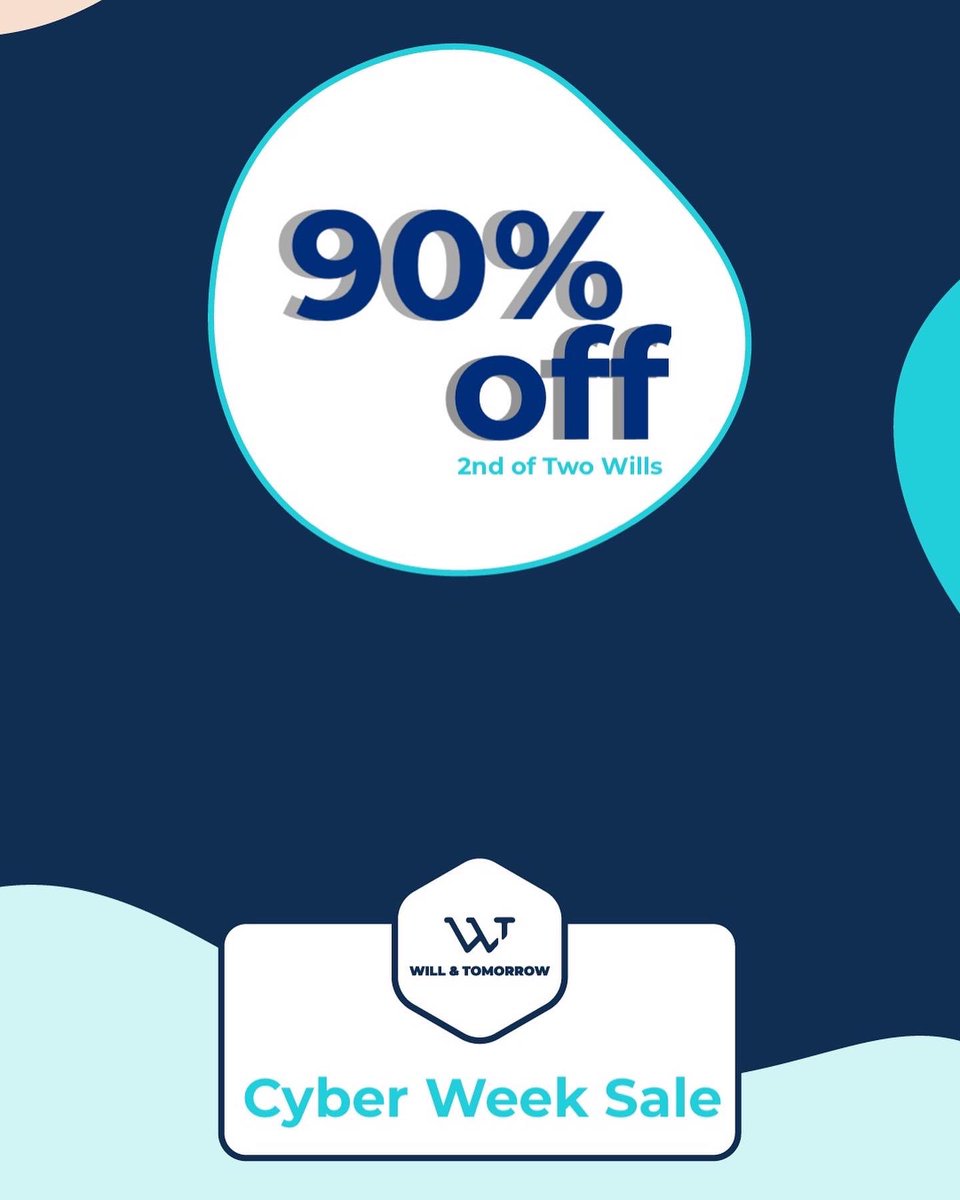WillandTomorrow's tweet photo. With Will &amp; Tomorrow, making a will is a simple, easy, affordable process. Don’t wait until it’s too late.

Take advantage of our Cyber Week Sale - Coupons are pre-loaded so just click link and choose One Will at 40% off or Two at 90% off the second! https://t.co/c236KlrJ4u https://t.co/qg0FCYCmwU