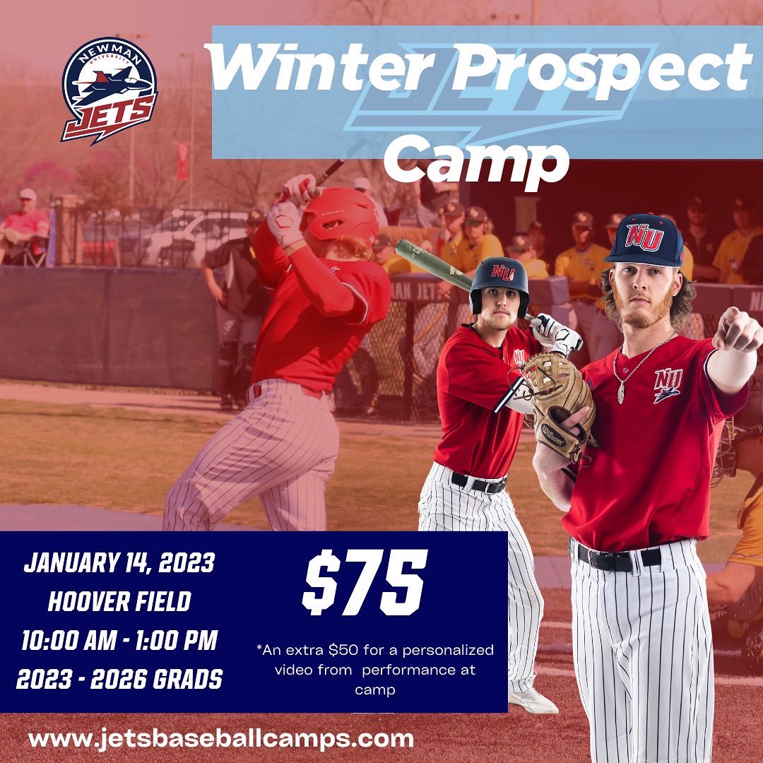 Winter Prospect Camp
January 1️⃣4️⃣ at Hoover Field
Registration begins at 9:30 am

jetsbaseballcamps.com

Come be part of <a href="/NewmanJetsBSB/">Newman Baseball</a>, grow and develop, help us continue to build our culture! 

Open to 2023-2026 grads with 10 current players or signees attending a past camp.