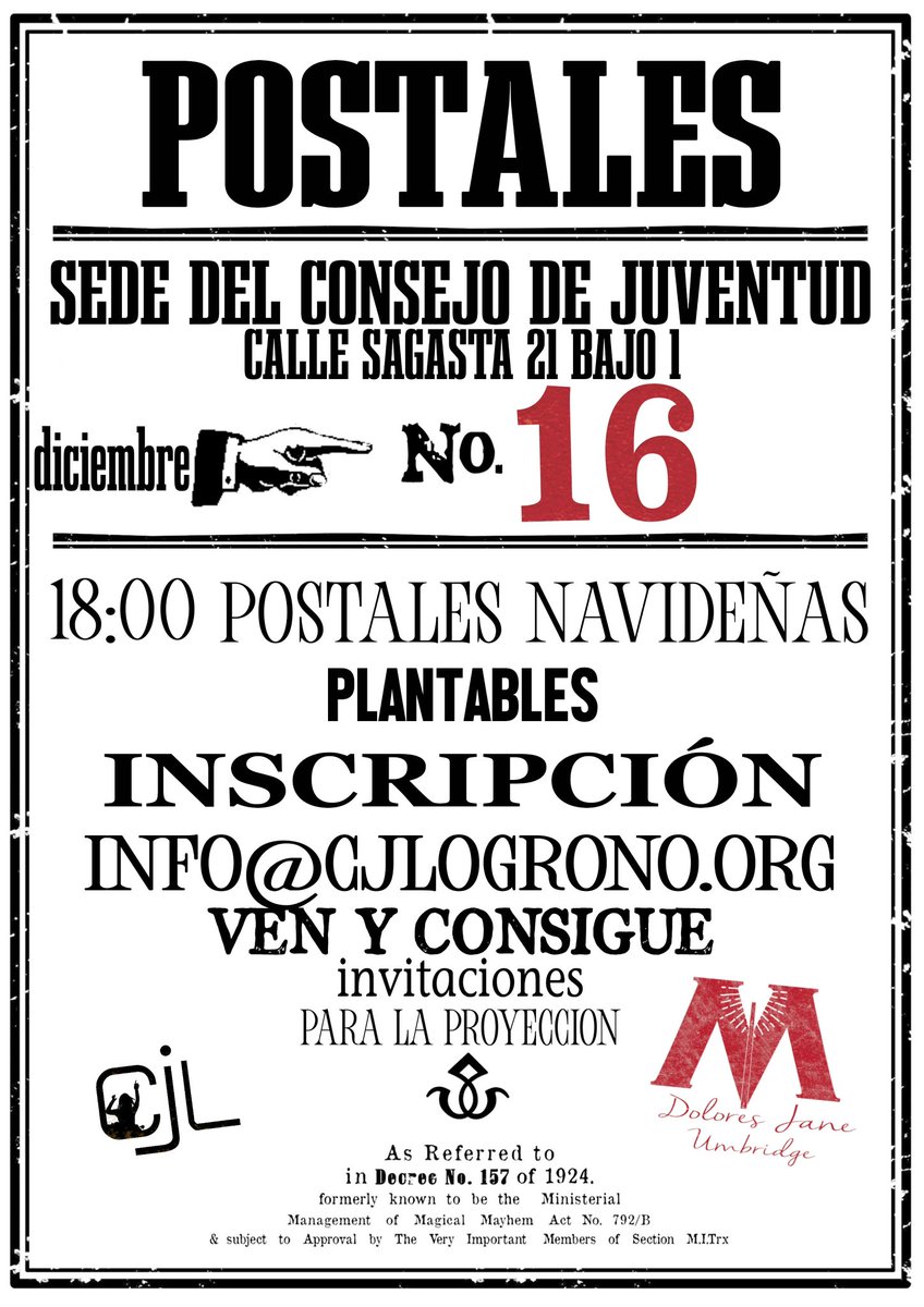 Primera tanda de actividades de Revelio diciembre #HarryPotter #logroño #juventud #potteriscoming