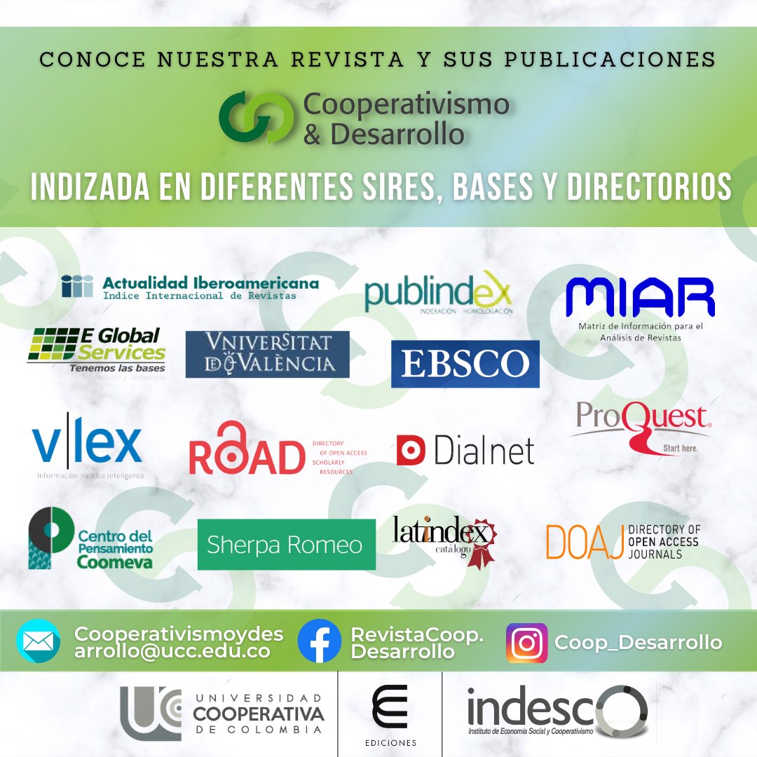 🎉Te invitamos a conocer nuestra Revista *Ingresa dando CLICK AQUÍ* 👉🏻 revistas.ucc.edu.co/index.php/co/i… Puedes también contactarnos a través de nuestras redes sociales o escribiendo a nuestros correos: ✉️coperativismoydesarrollo@ucc.edu.co ✉️cooperativismoydesarrollo@gmail.com