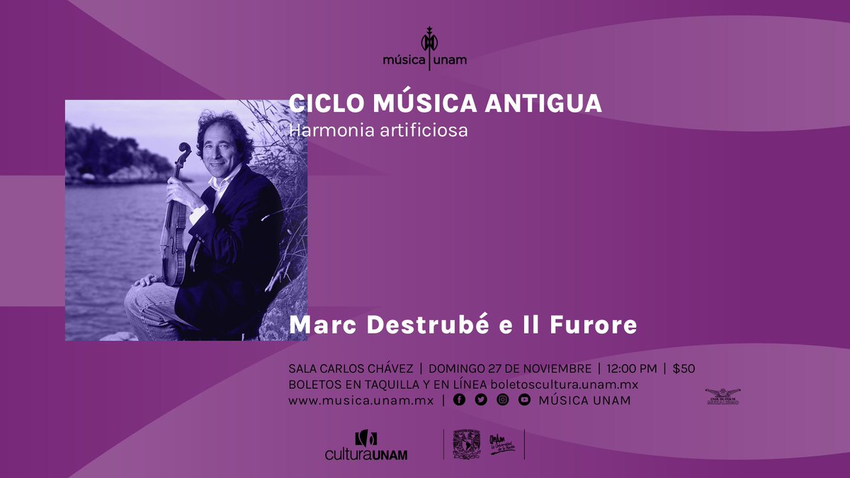 Este domingo escucha música de los siglos XVII y XVIII con el ensamble de música antigua Il Furore, junto al violinista canadiense Marc Destrubé y la violagambista Gabriela Villa Walls.

Más información: musica.unam.mx/calendario/eve… 

#MúsicaUNAM #CulturaUNAM