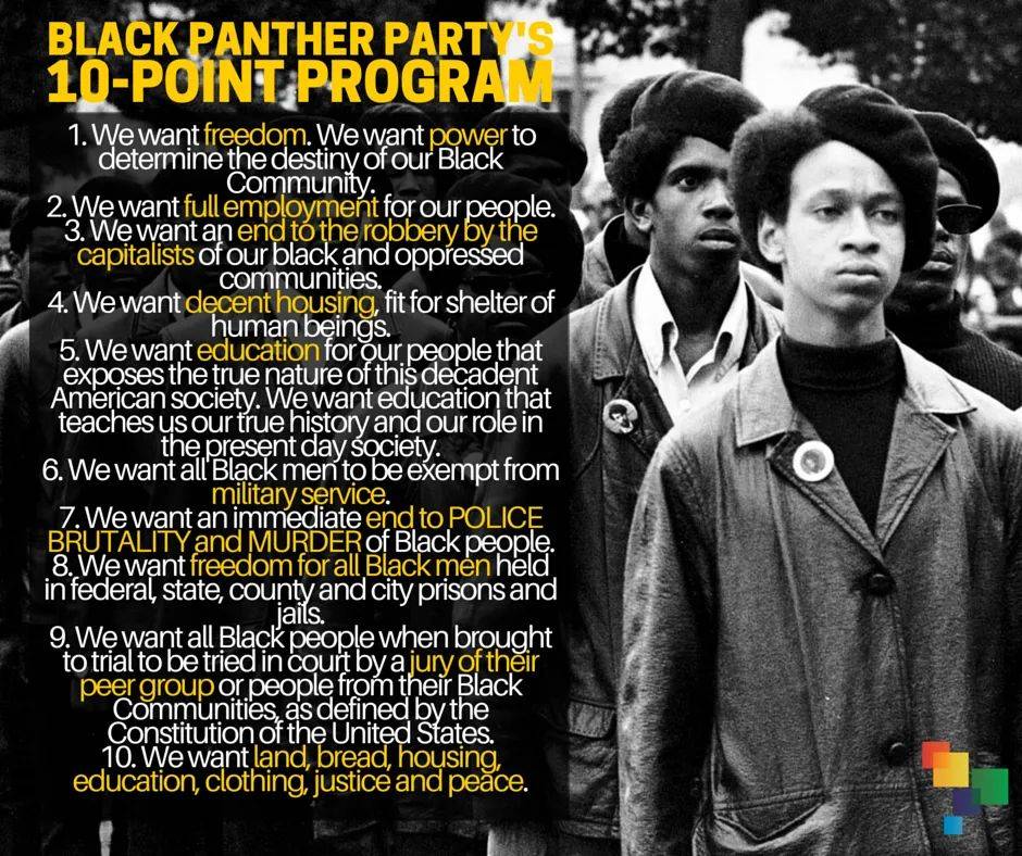 The “Black Panther Party for Self Defense Ten-Point Program.” #blackpantherparty #tenpointprogramme #organiseorperish