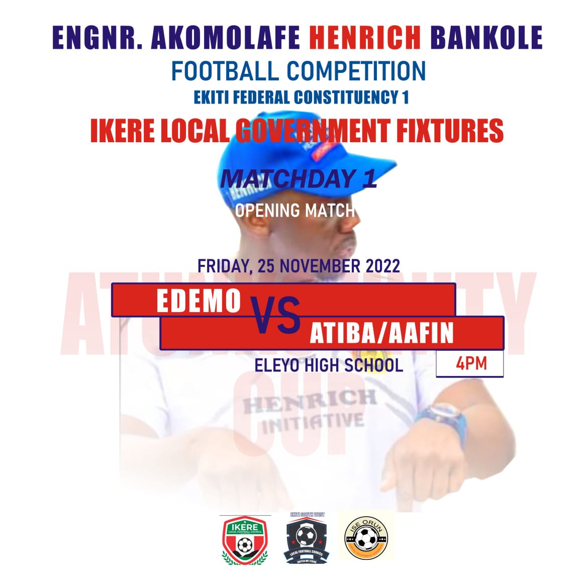 BayoOlanlege's tweet photo. A day well spent as I did the #AtunkoUnityCup kick off at Eleyo high school, #Ikere #Ekiti earlier this evening.

Thank you @henrich_banks our worthy sponsor. https://t.co/KoH5Z6SyEf