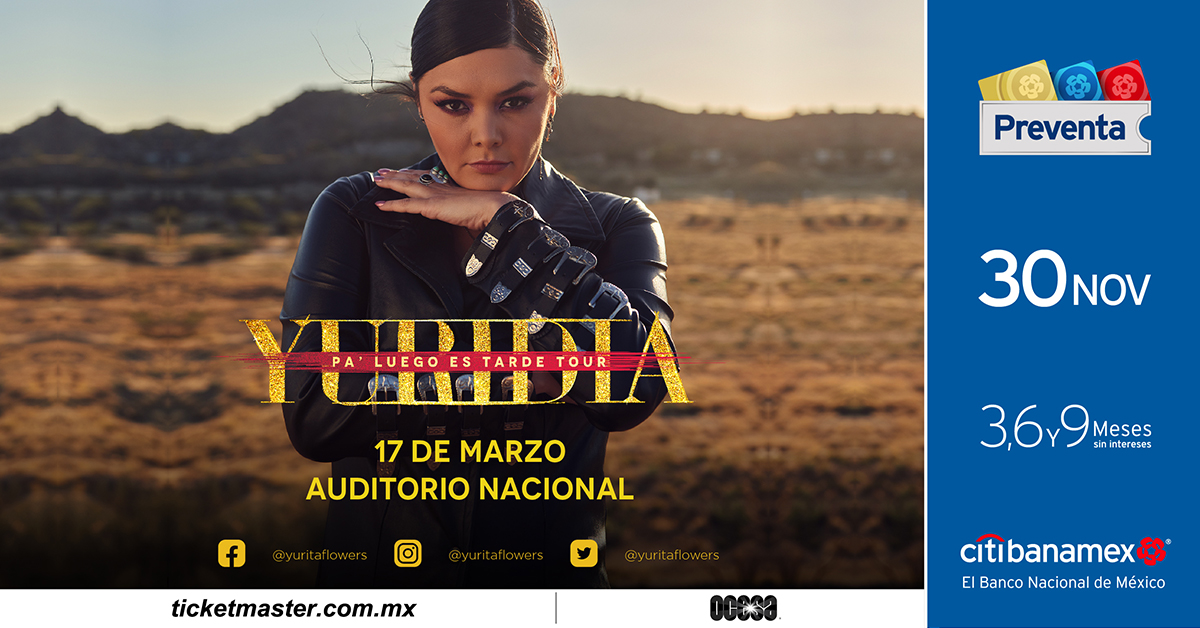 seitrack's tweet photo. .@yuritaflowers y el #PaLuegoEsTardeTour llegarán este 17 de marzo al @AuditorioMx. ¡No podemos esperar! 🔥😍

🎟🎟🎟
Preventa @Citibanamex 30 de noviembre
Venta general a partir del 1 de diciembre https://t.co/2tvkGbHsQ7