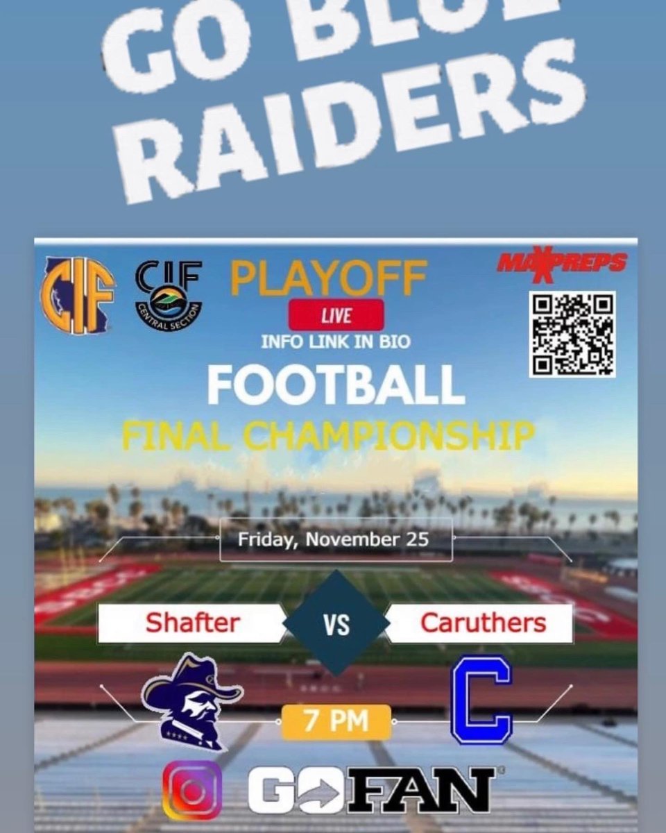 ccallstarfresno's tweet photo. Championship Friday!!!!!
🏆🏆🏆🏆 
Let’s GOOOOO!!!
@SJMgridiron @SJM_Athletics @WildcatsSHSFB @caruthers_ATH @BlueRaiderFB @MendotaFootball #mendotaaztecs #sunnysidewildcats #caruthersblueraiders #sjmpanthers https://t.co/VGbTVTMvCB