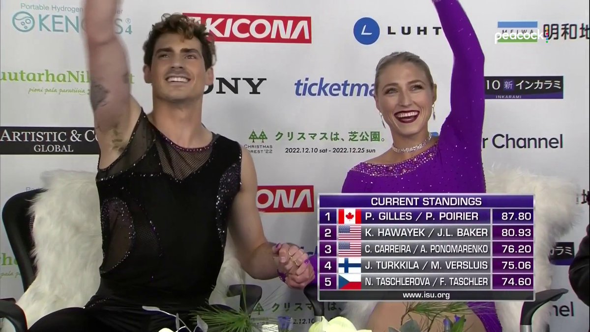 NBCOlympics's tweet photo. WOW.

Piper Gilles and Paul Poirier take the lead after a stunning program. 

#GPFigure | @peacock https://t.co/twxPfBbNxZ