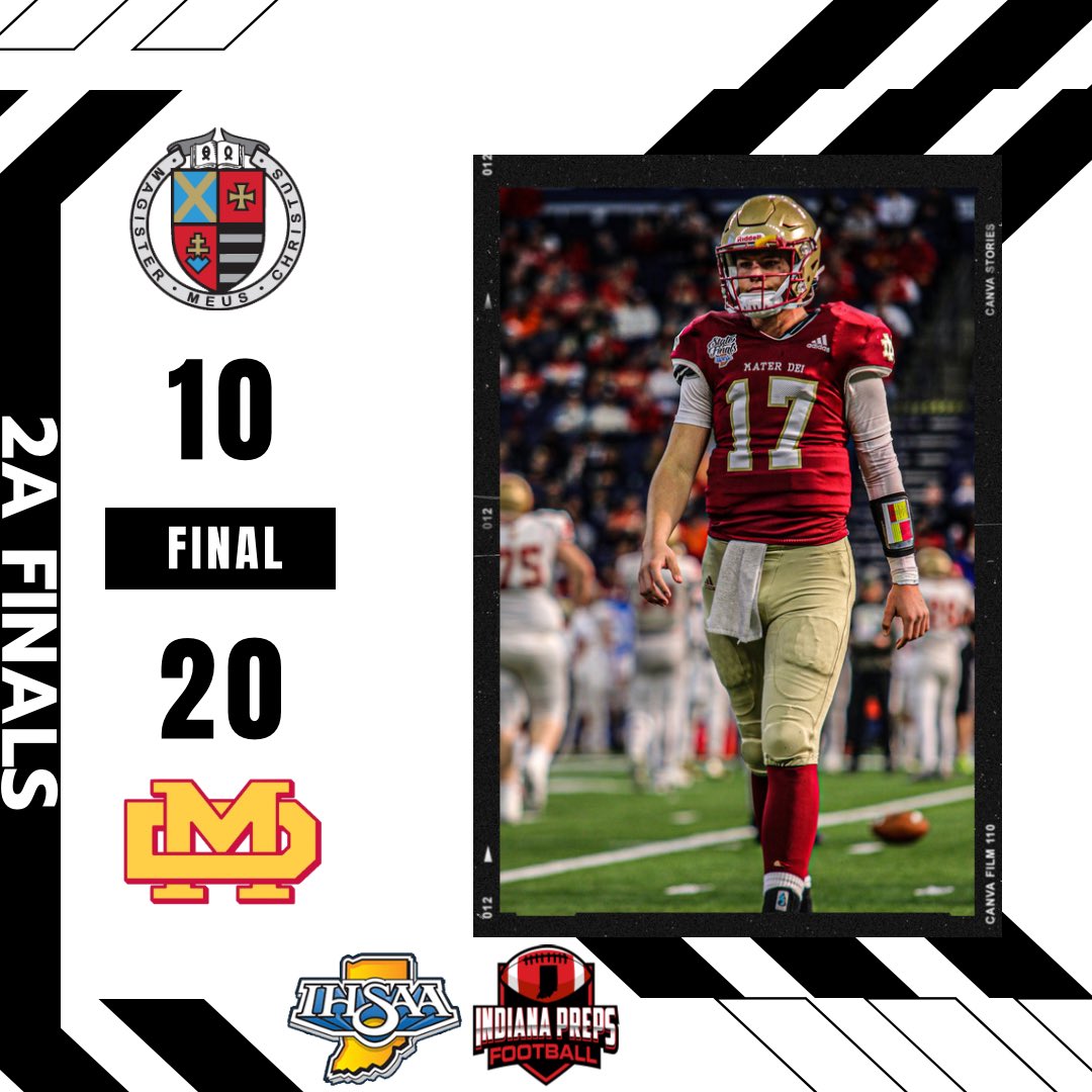 2A State Championship 

Final
Mater Dei 20
Andrean 10
#inpreps