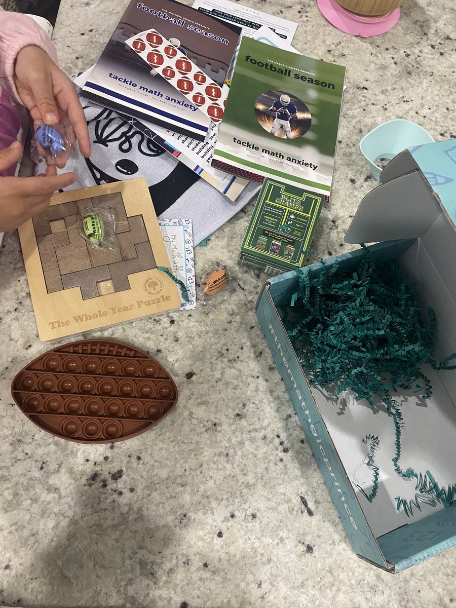 I was interviewed for one of the @blkgirlmathgic math boxes (football themed) and they sent me one! My daughter loved it. We’ve been doing the whole year puzzle every day