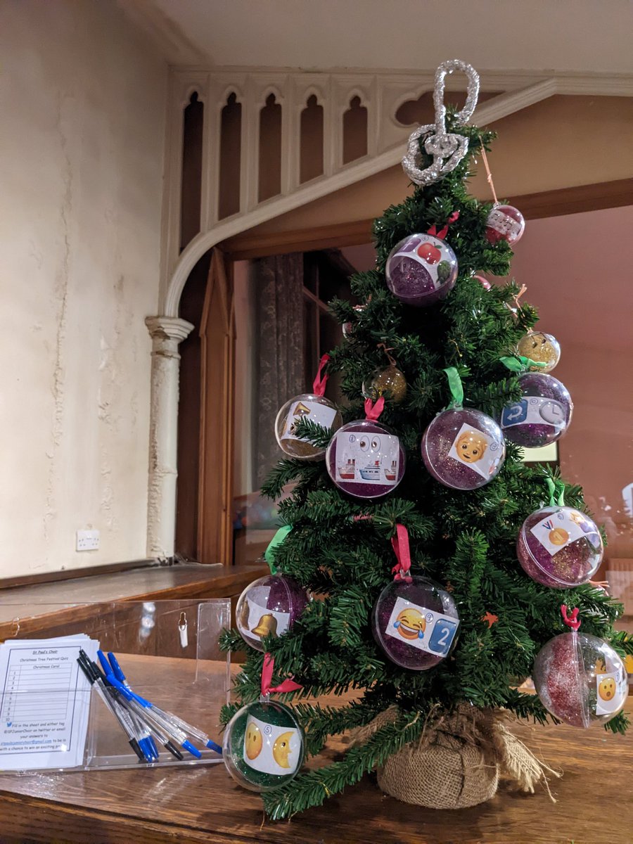 SPJuniorChoir's tweet photo. We're all set up @stpaulsshipley #Christmastreefestival 
Come down Saturday 26th November 5-7 to see the trees and have a go at our guess the emoji Christmas carol quiz! https://t.co/aDHD1FRxqG