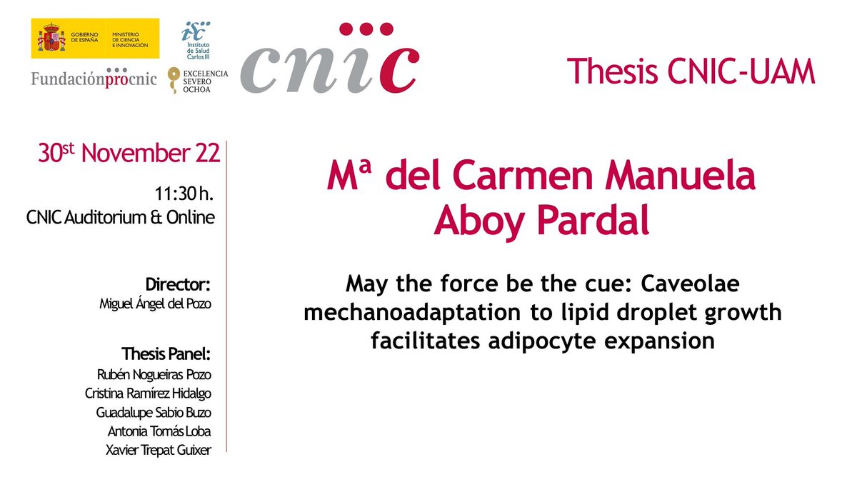 Coming soon...
From the <a href="/CaveoLab/">MechanoCaveoLab</a> <a href="/CNIC_CARDIO/">CNIC</a>, our defendant <a href="/MariaAboyPardal/">María C M Aboy Pardal</a> 
Vs terrific oponents... <a href="/Gsabiolab/">Guadalupe Sabio</a> <a href="/XavierTrepat/">Xavier Trepat</a> <a href="/cmramirez15/">Cristina M Ramirez</a> <a href="/TomasLoba/">Tomas-Loba Lab</a> &amp; @RubenNogueiras 
Sorry we are missing <a href="/AlbertPol10/">Albert Pol Lab</a> &amp; <a href="/AlegreCebollada/">J. Alegre-Cebollada</a> 
Don´t miss it... it will be remembered...