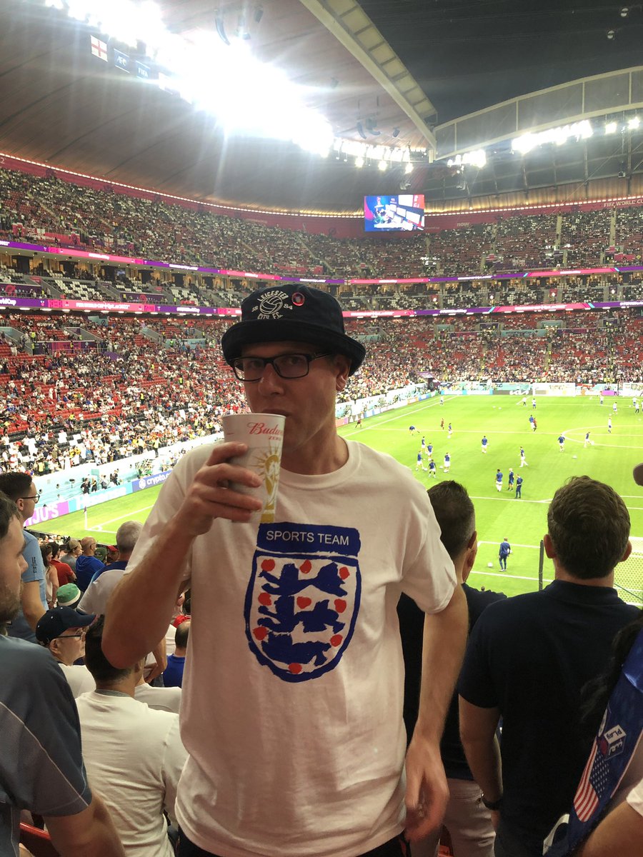 ChrisWatsonCMS's tweet photo. Now time for the main event @SportsTeam_ #englandvsUSA at #AlBaytStadium Where’s #StuartPearce ?? 🦁🦁🦁 https://t.co/qh0755wbCE