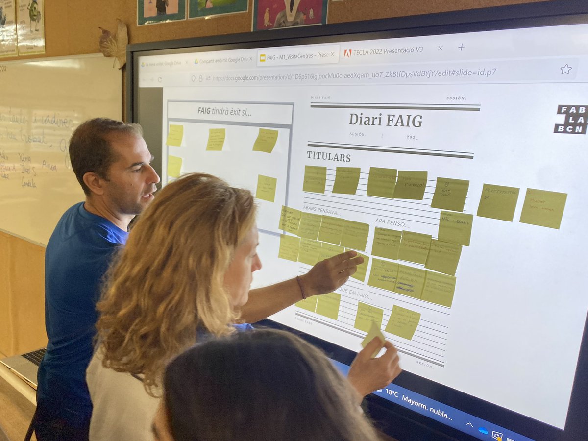 MiquelUtrillo's tweet image. Aquesta setmana,hem pogut gaudir de la visita de l’Oriol,del @fablabbcn i de l’ @AnnaMestre6 del @cesirecat .A part d’ajudar-nos a localitzar el millor espai on construir el nostre #fablab , han conduït 1 sessió amb el claustre sobre què és ser #maker . #projecteFaig #utrillomola