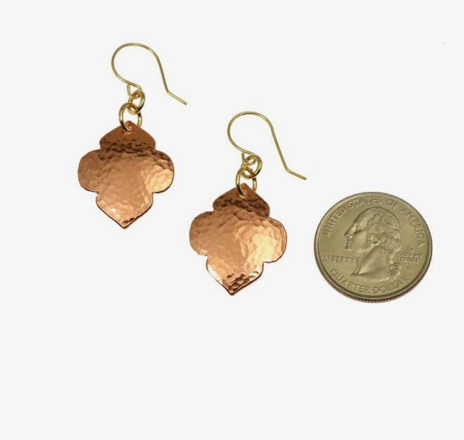 Fabulous Hammered Copper Quatrefoil Dangle Earrings Listed by John S Brana Handmade Jewelry #JohnSBrana johnsbrana.com/products/hamme… #CopperEarrings #Handcrafted #ArabesqueJewelry