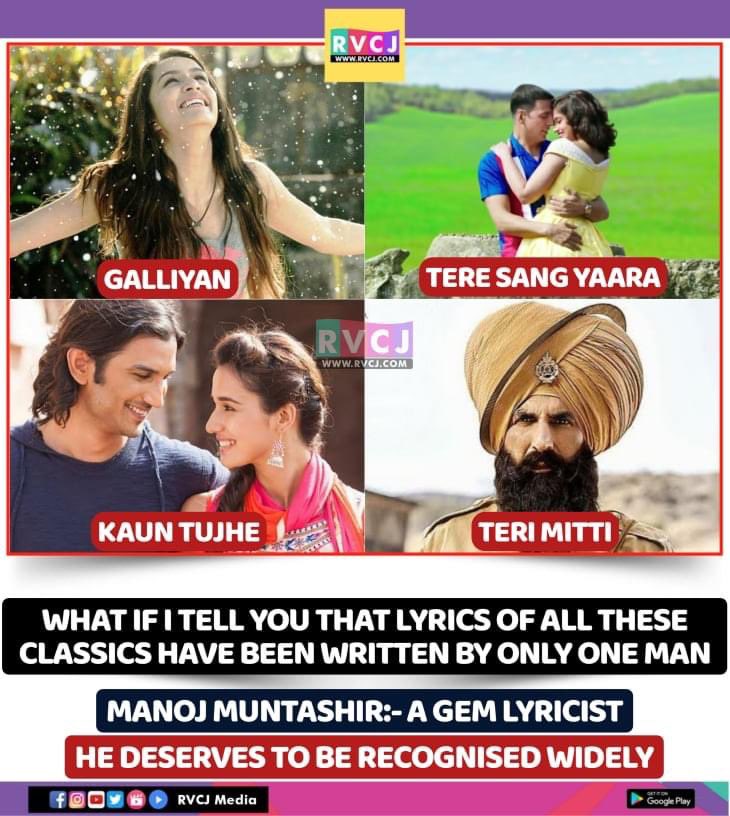 A gem lyricist 🖊💎 

#manojmuntashir #galliyan #teresangyaara #kauntujhe #terimitti #bollywood #bollywoodsongs #lyricist #lyrics #rvcjmovies @manojmuntashir