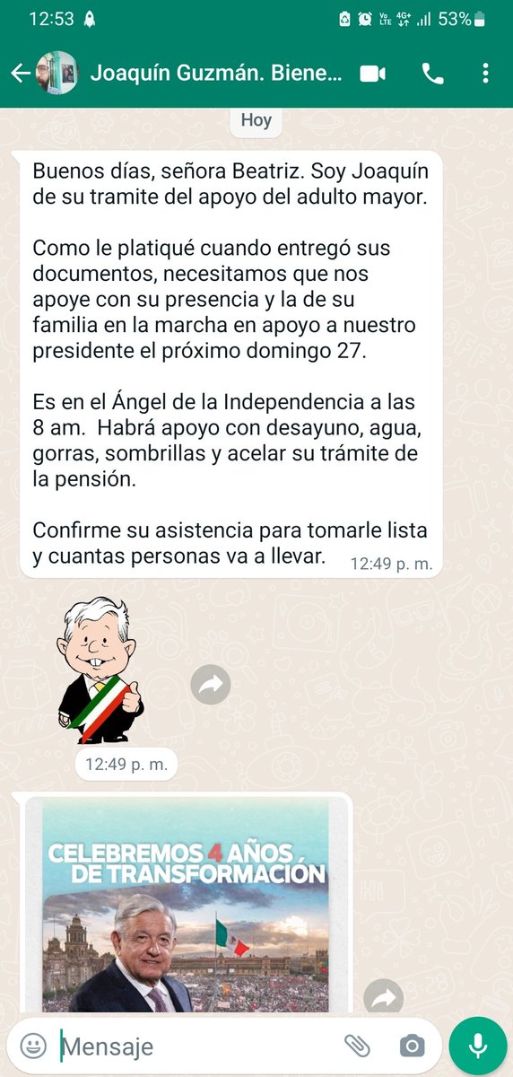 viilla_'s tweet photo. Este servidor de la nación está obligando a mi mamá a ir a la pinche marcha del domingo. Están usando a los adultos mayores que reciben pensión del Bienestar. 

¿No que no había acarreados?

#Acarreados
#YoDefiendoAlINE https://t.co/RFAb4kufl4