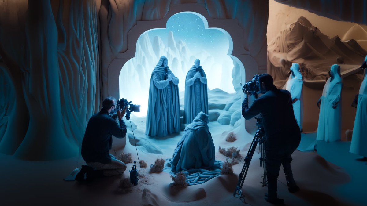 Davistaylorbro's tweet photo. Quick tip: Adding the prompt "behind the scenes" to #midjourney returns amazing realistic results, but the crew wont get out of the way... https://t.co/otk6mj9WMS