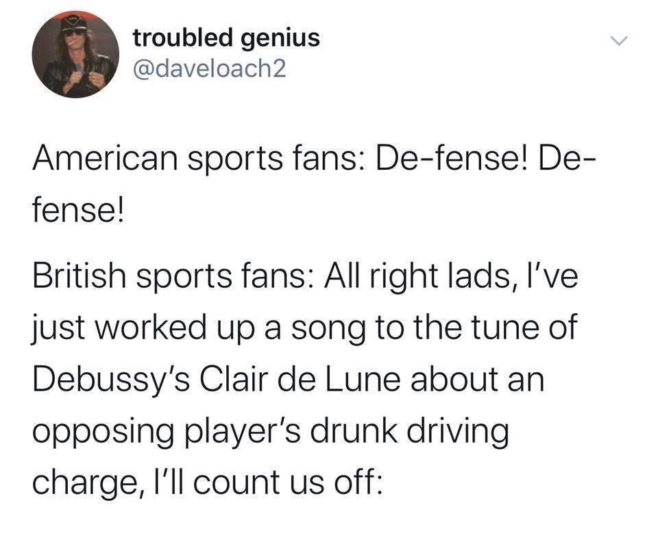 Hearing the "U-S-A U-S-A" chants at the England vs America match and my first thought was this 

#ENGUSA
