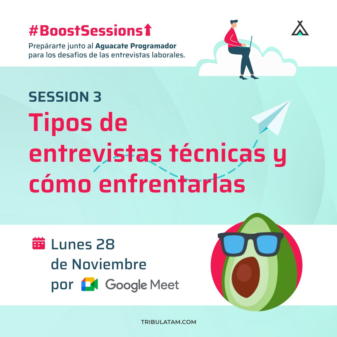 tributechlatam's tweet photo. HOY 👉 Conoce a fondo las entrevistas técnicas junto a @ch1nux 🥑 en esta nueva entrega de las #BoostSessions de TRIBU 🙌🏻

No te pierdas esta nueva oportunidad para potenciar tus skills y destacar en tu próxima entrevista laboral 🚀

Registrate aquí 👉 https://t.co/Rd6X9lwS0x https://t.co/VmZDxR07DQ