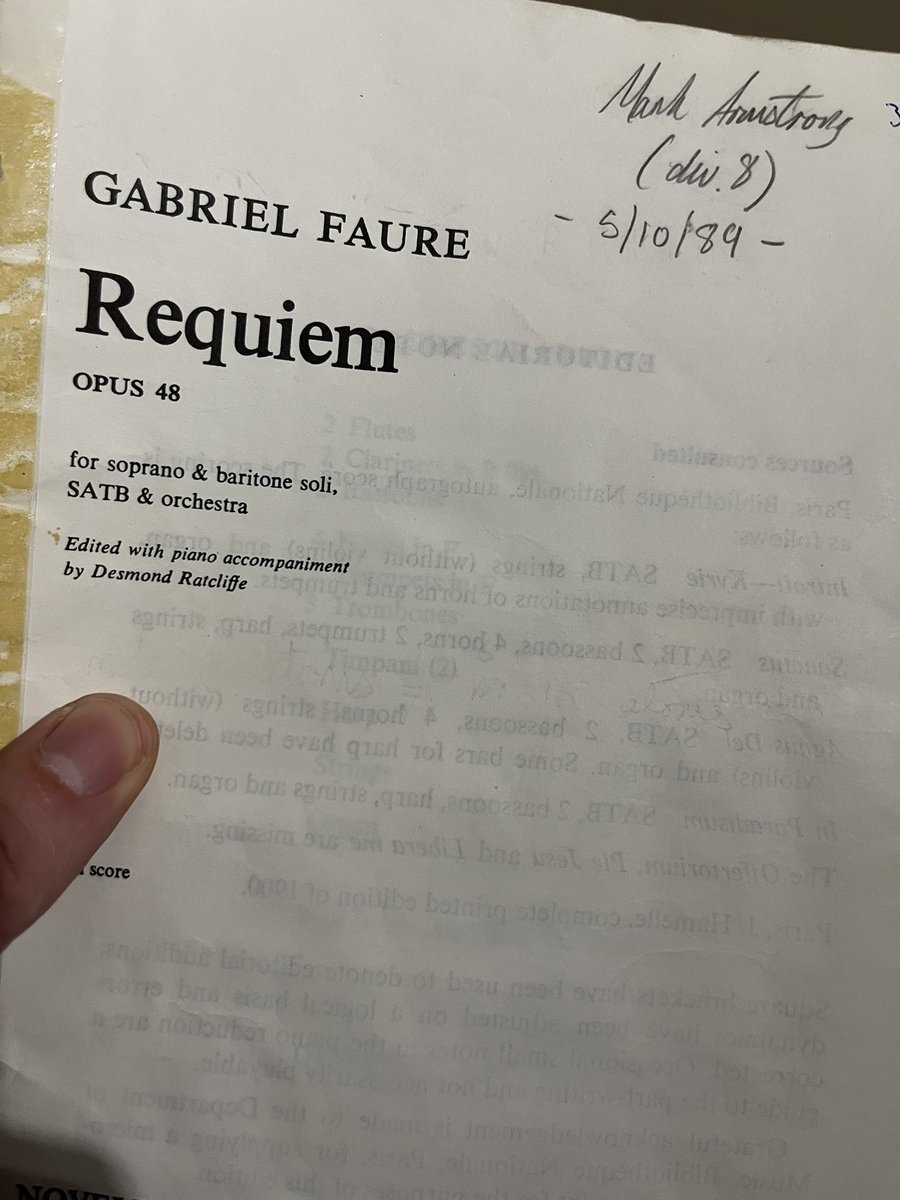 Tonight we have the Joint Schools concert - <a href="/DCGSMusic/">DCGSMusic</a> and <a href="/DCHS_Music/">DCHS Music</a> combined! Looking forward to taking part in the Fauré Requiem later. My copy has good ancestry - used by <a href="/markatpt/">Mark Armstrong</a>, now musical director of <a href="/NYJOuk/">NYJO</a>!
