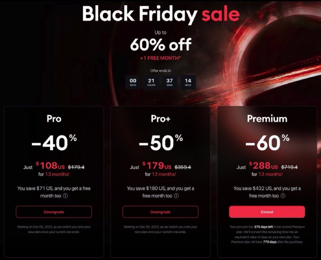 Third and last Black Friday giveaway 🎁

I'm going to give away a <a href="/tradingview/">TradingView</a> Premium - the biggest plan they offer to one lucky winner.

Rules
Follow <a href="/tradingview/">TradingView</a> and <a href="/blackbeardXBT/">Blackbeard</a> 
Like and retweet.

That's it.

The winner will be announced in 9 hours, good luck!