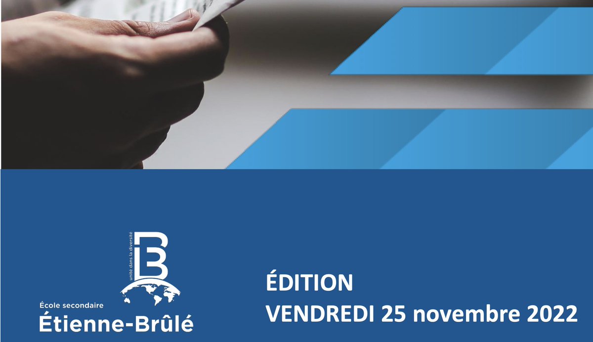 L'hebdo de ce vendredi <a href="/ESEtienneBrule/">ÉS Étienne-Brûlé</a> : csviamonde.ca/fileadmin/ecol…. 

Bonne lecture et surtout bonne fin de semaine !!