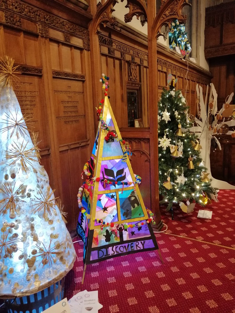 brownowl80's tweet photo. Our brilliant Christmas tree made by students in Mondays Art enrichment on display at the Christmas tree festival Loughborough Parish Church @CharnwoodColl @DRETnews https://t.co/XIFpMXXkge