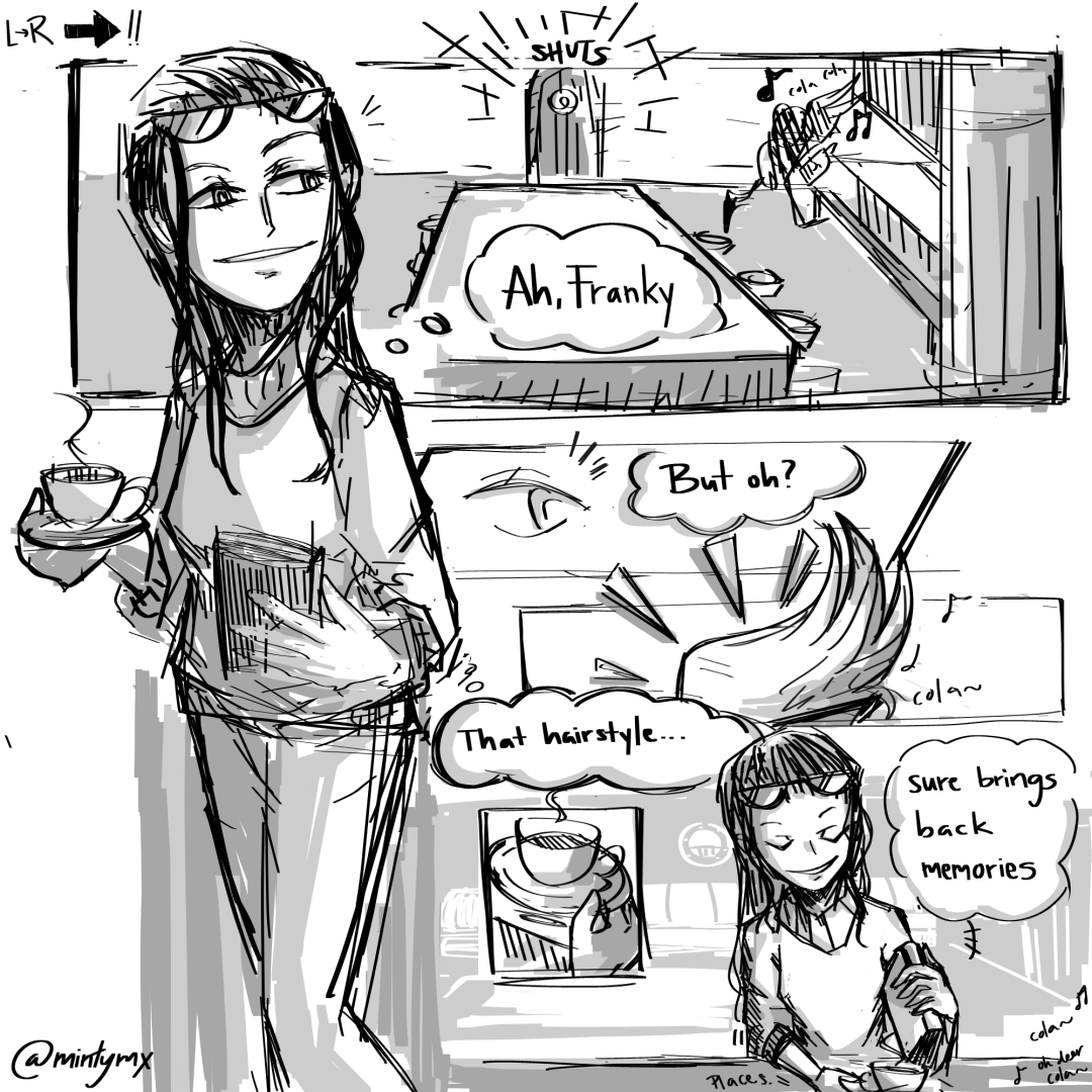 mintymx's tweet photo. Clearly, I still miss their pre-timeskip hairstyles.

Rusty old comic with a bit of frobin and Robin in memory lane
(!! Read from left to right !!)

Part 1/3
#ONEPIECE #Onepiecefanart #Frobin #フラロビ https://t.co/aomAc0KSjd