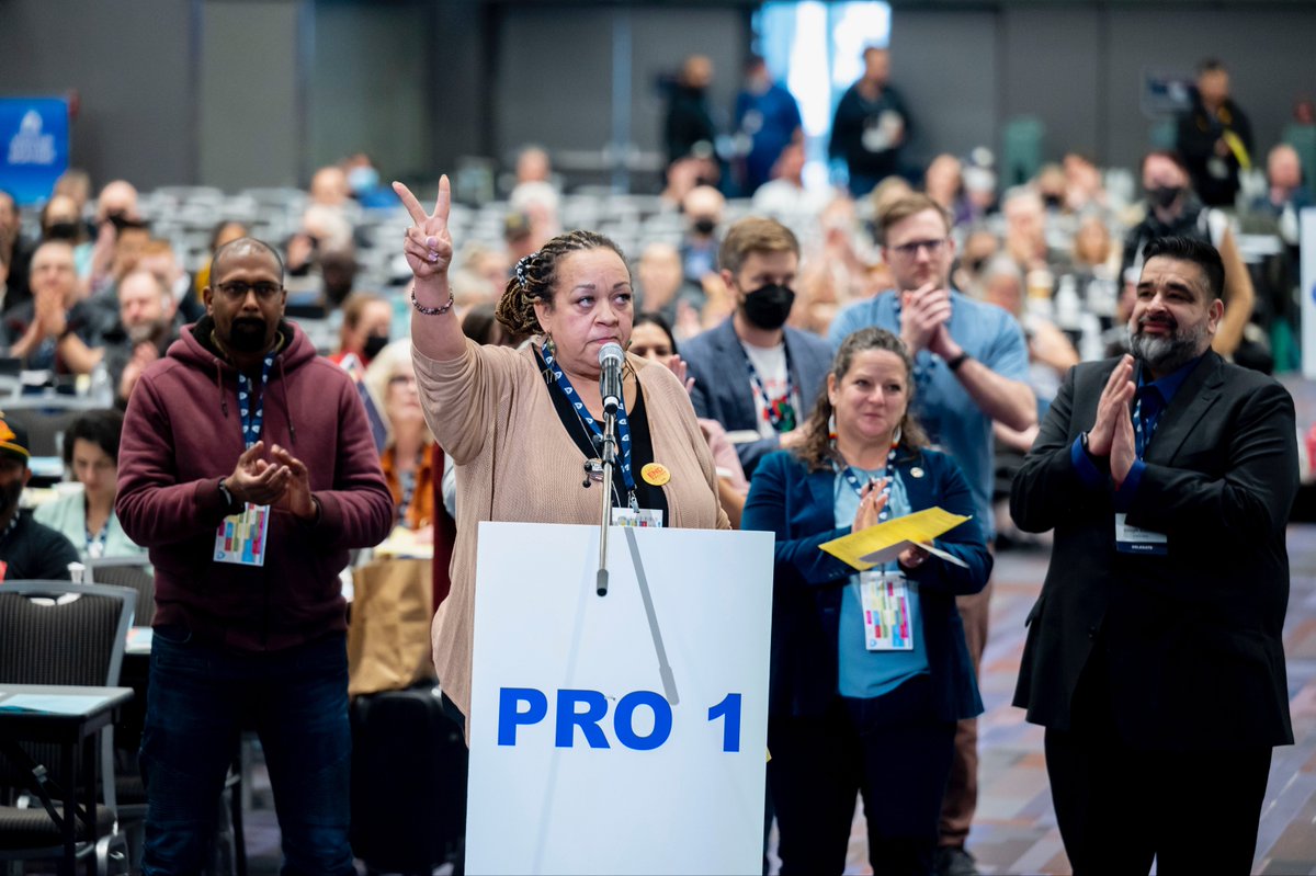bcgeu's tweet photo. Wrapping up a historic @bcfed 60th convention today. Chaired by our President Stephanie Smith, historic constitutional resolutions were passed this morning to make B.C.’s house of labour the most inclusive and progressive in the country. So great to be taking these steps #bcfed22 https://t.co/50XRs7h0Rk