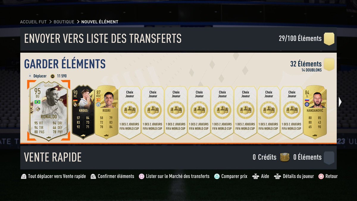 Mdrrrr cette dinguerie dans un pack à 100k ouvert avec mes derniers crédits alors que j’ai rien eu dans mes 3x 84+ x20… 

<a href="/IamFrench_/">IamFrench</a> <a href="/Vitality_RocKy/">Corentin Chevrey</a> @ThipFIFA 

Je sais même pas si je le vends pour les crédits ou si je le garde pour le kiff
