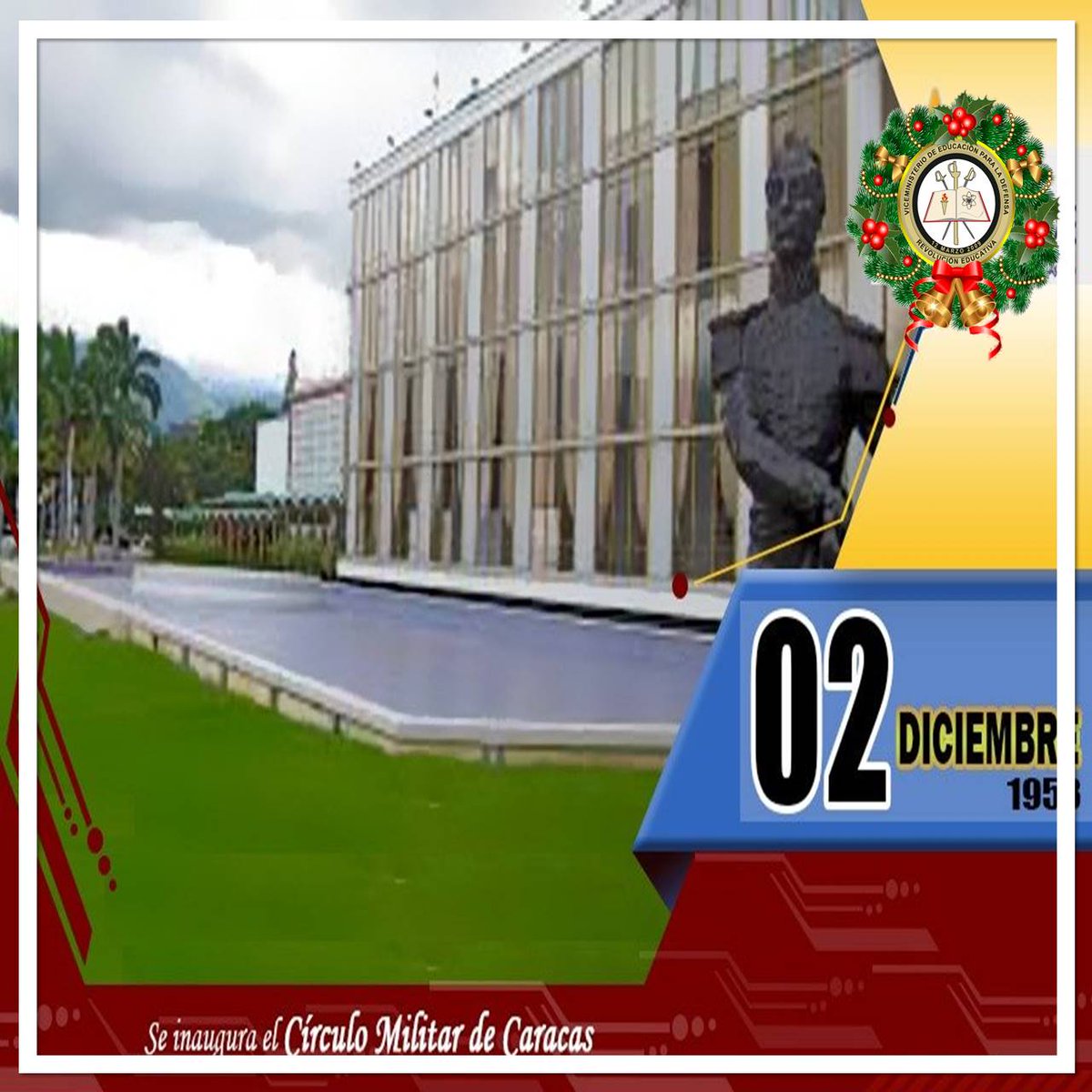 Este #2Dic El Círculo Militar de Caracas <a href="/circulomilfanb1/">@Circulomilfanb1</a> celebra su 69 aniversario destacando su tradición y calidad.El instituto fue fundado en 1953 y #Hoy se constituye en un complejo turístico,social,deportivo y cultural,que cuenta con 14 sucursales en varios estados del país