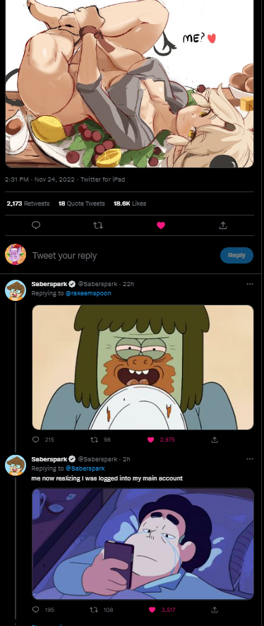 My man saber got caught being horni on main