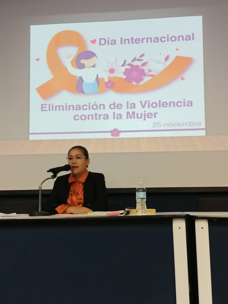 FCEAT_UAS's tweet photo. Conferencia: Violencia contra la mujer en México. Impartida por  la Lic. Erika Velázquez Armenta (Juez del Juzgado Mixto) , en conmemoración del Día Internacional de la Eliminación de la Violencia contra la Mujer (Género). 
#UASsinViolencias
#UasVioleta
#25NUas https://t.co/3YvmNvkI3c