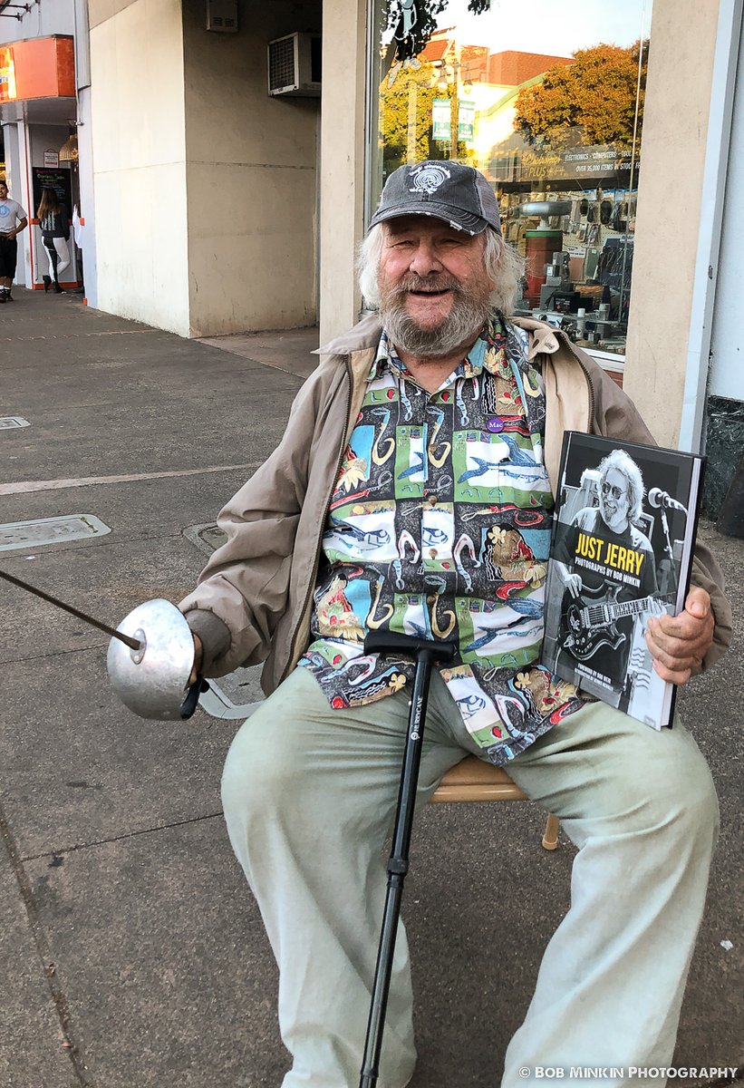 Positively Fourth St. You may be cool, but you're not Wavy Gravy cool sitting on Fourth Street in San Rafael holding a saber and my Just Jerry book cool. Use code: Grateful20 to get 20% off minkinphotographystore.com