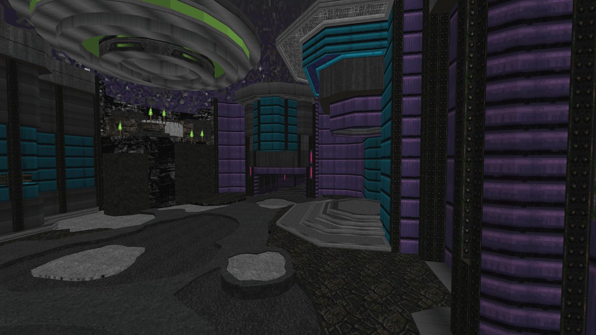 DeathBearofDoom's tweet image. More progress. This one is quickly coming to a close for first pass and I love it. #planetchasers #doom #doom2 #aliens #doommapping #leveldesign #fromtheden