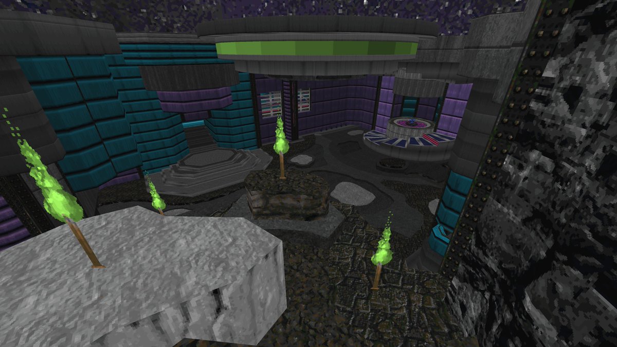 DeathBearofDoom's tweet image. More progress. This one is quickly coming to a close for first pass and I love it. #planetchasers #doom #doom2 #aliens #doommapping #leveldesign #fromtheden