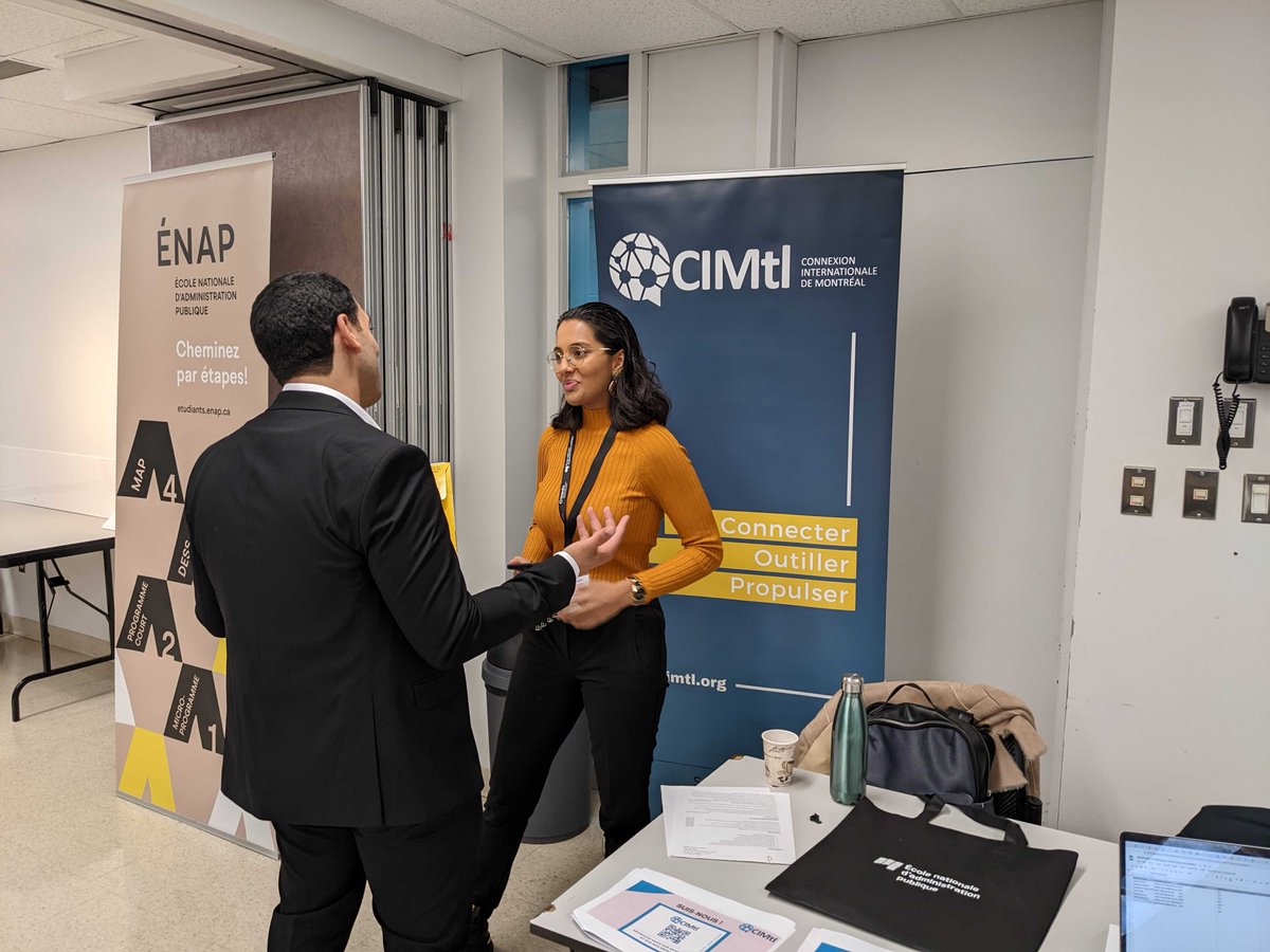 CIMtl's tweet photo. Hier, les 𝐶𝑜𝑛𝑛𝑒𝑐𝑡𝑒𝑢𝑟𝑠 étaient présents lors de la Journée de l'employabilité organisée par l'@ENAP_Universite ! Un grand merci à toutes celles et ceux qui sont passés nous voir ! #internationalaffairs https://t.co/NDssQADTSe