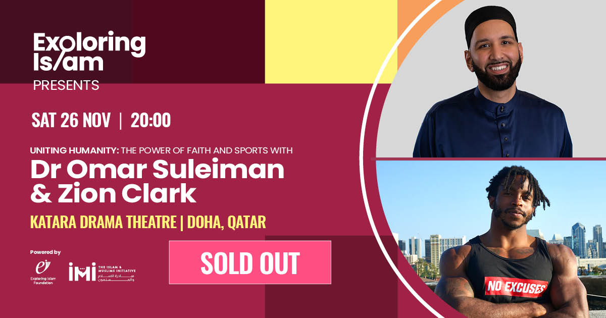 explrislam's tweet photo. We're so excited to see you all for our inaugural event at the @kataraqatar Drama Theatre, with world-renowned scholar @omarsuleiman504 &amp; athlete &amp; motivational speaker, @bigz97. 

The event is now sold out. Seats will be allocated on a first-come, first-served basis. https://t.co/O0WvKOT7ao