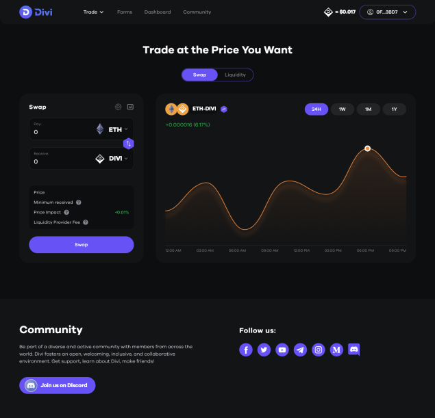 ritabolmichi's tweet photo. @cryptojack For investors in #Crypto we're keeping an eye on the launch of $Divi #DeFi!

If you want to provide liquidity and earn $DIVI betting rewards and LP rewards simultaneously, this is the best place

Here's a sneak preview🤑 https://t.co/fwAZ7D6Ir5