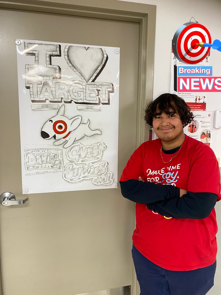 19kttgt's tweet photo. Daniel loves our guests and Target. He demonstrates an amazing work ethic everyday. Here he is standing next to his artwork he gifted the store! Thanks for all you do Daniel! #WeAreTarget #Target #D441 @target #WorkSomewhereYouLove #ServiceandEngagement https://t.co/SoQoHwWa1P