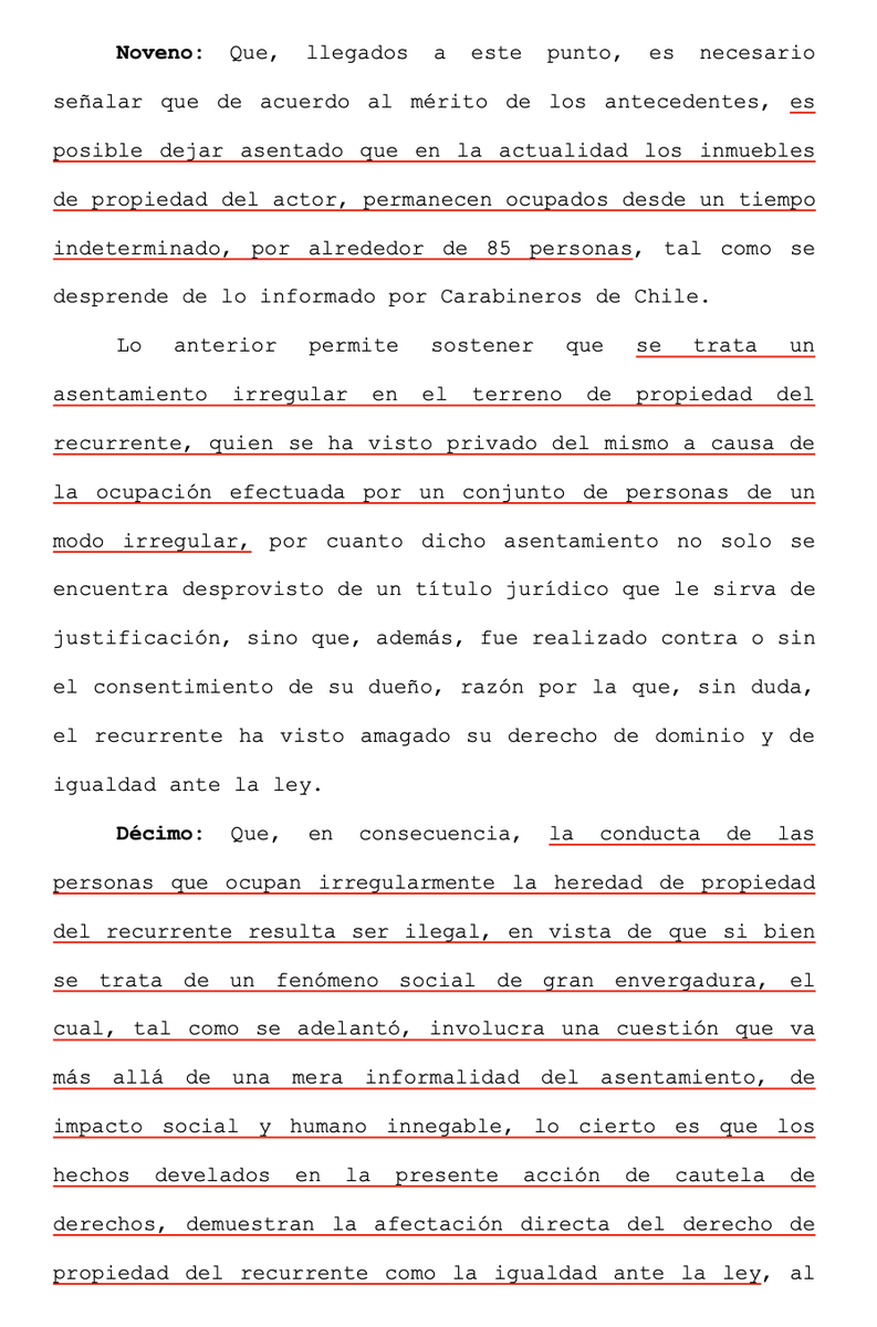 LuisCorderoVega's tweet photo. CS (25.11.2022, rol 40135-2022) la ocupación ilegal de terreno constituye una vía de hecho que no puede ser amparada. La dilación excesiva de las autoridades políticas y administrativas para gestionar acciones para el desalojo, facultan a la CS para adoptar medidas excepcionales. https://t.co/tgRCuBw6ZK