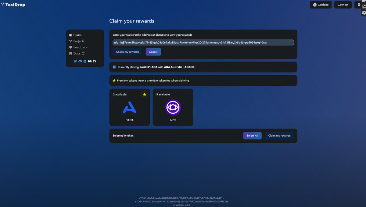 CardanoRogue's tweet photo. First time using @TosiDrop today, really need to look deeper into this project, it looks the part. sadly only tokens I got were the two that recently failed. I'll keep looking. Maybe i should try submit $ROGUE token :)
#CardanoCommunity #Cardano #RogueToken #Crypto #CryptoDapps https://t.co/EM04aSd2d8